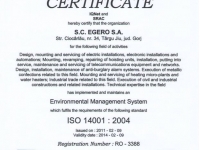 Certificat ISO140001 EGERO Targu Jiu